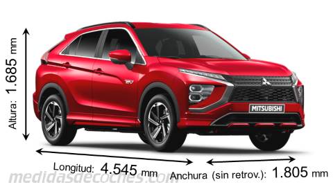 Medidas Mitsubishi Eclipse Cross 2021 con dimensiones de longitud, anchura y altura