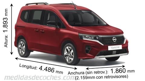 Medidas Nissan Townstar 2022 con dimensiones de longitud, anchura y altura