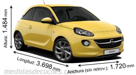 Medidas Opel ADAM 2013 con dimensiones de longitud, anchura y altura