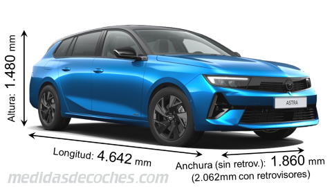 Medidas Opel Astra Sports Tourer 2022 con dimensiones de longitud, anchura y altura