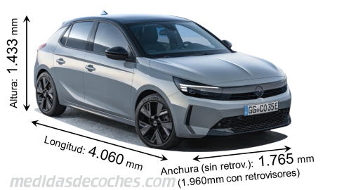 Medidas Opel Corsa 2024 con dimensiones de longitud, anchura y altura