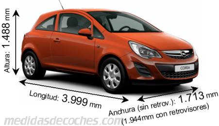 Medidas Opel Corsa 3p 2012