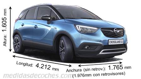 Medidas Opel Crossland X 2017 con dimensiones de longitud, anchura y altura