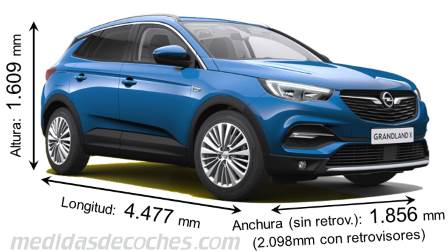 Medidas Opel Grandland X 2018 con dimensiones de longitud, anchura y altura