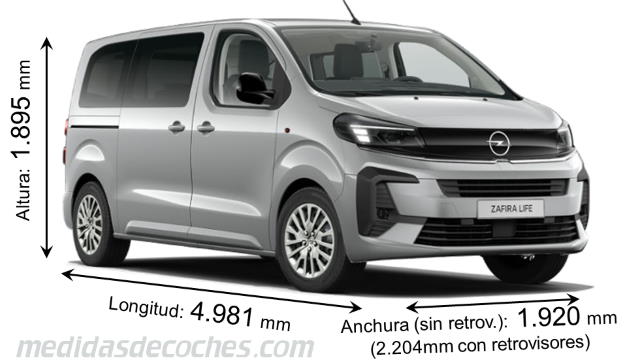 Opel Zafira largo x ancho x alto