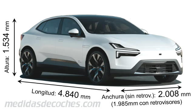 Medidas Polestar 4- 2024 con dimensiones de longitud, anchura y altura