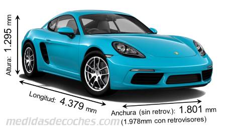 Medidas Porsche 718 Cayman 2016 con dimensiones de longitud, anchura y altura