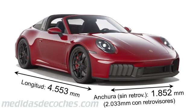 Porsche 911 Targa 4 largo x ancho x alto