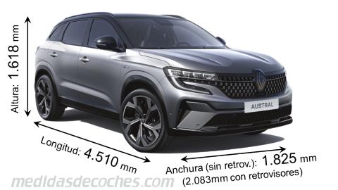 Medidas Renault Austral 2022 con dimensiones de longitud, anchura y altura