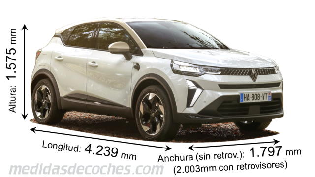 Medidas Renault Captur 2024 con dimensiones de longitud, anchura y altura