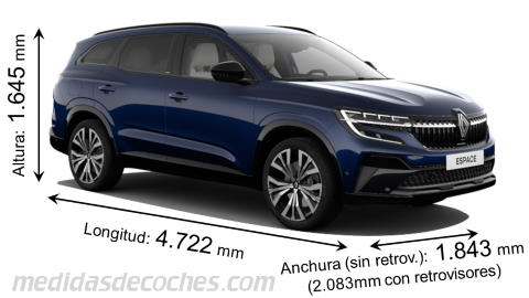 Medidas Renault Espace 2023 con dimensiones de longitud, anchura y altura