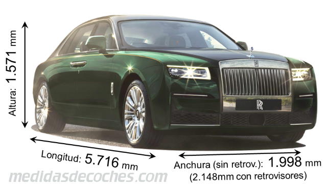 Medidas Rolls-Royce Ghost Extended 2021 con dimensiones de longitud, anchura y altura