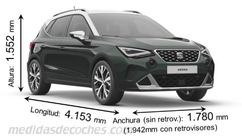 Medidas Seat Arona 2021 con dimensiones de longitud, anchura y altura