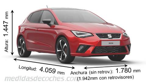 Medidas Seat Ibiza 2021 con dimensiones de longitud, anchura y altura