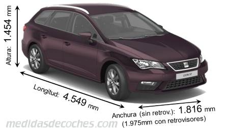 Medidas Seat León ST 2017 con dimensiones de longitud, anchura y altura