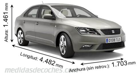 Medidas Seat Toledo 2012 con dimensiones de longitud, anchura y altura