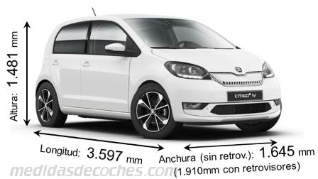 Medidas Skoda Citigo iV 2020 con dimensiones de longitud, anchura y altura