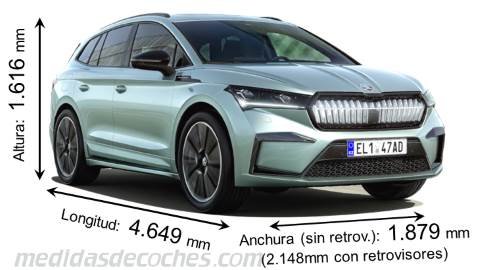 Medidas Skoda Enyaq iV 2021 con dimensiones de longitud, anchura y altura