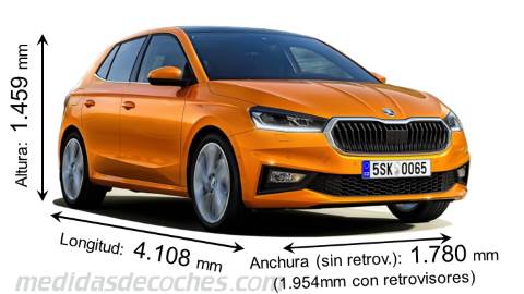 Medidas Skoda Fabia 2021 con dimensiones de longitud, anchura y altura