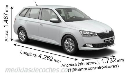 Medidas Skoda Fabia Combi 2018 con dimensiones de longitud, anchura y altura