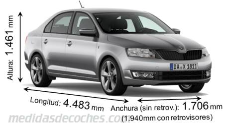 Medidas Skoda Rapid 2013 con dimensiones de longitud, anchura y altura