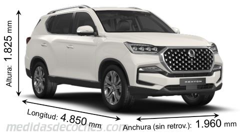 Medidas SsangYong Rexton 2022 con dimensiones de longitud, anchura y altura