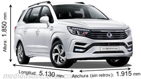 Medidas SsangYong Rodius 2018 con dimensiones de longitud, anchura y altura