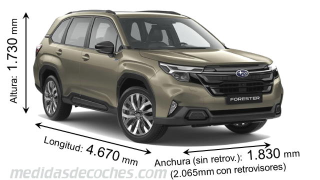 Subaru Forester largo x ancho x alto