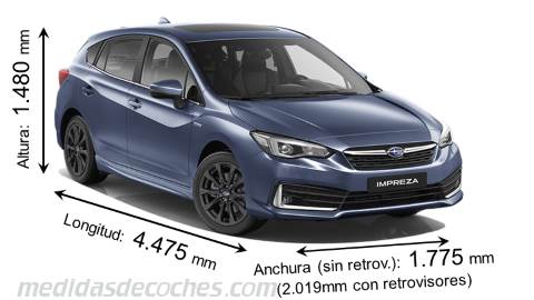 Subaru Impreza cotas en mm