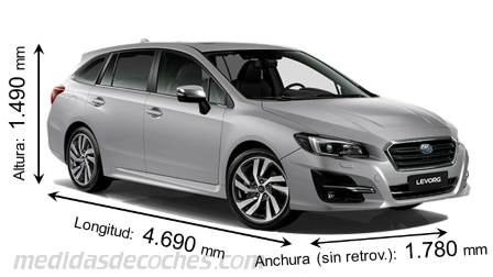 Medidas Subaru Levorg 2018 con dimensiones de longitud, anchura y altura