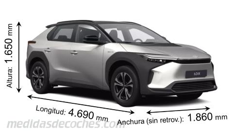 Medidas Toyota bZ4X 2022 con dimensiones de longitud, anchura y altura