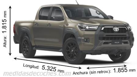 Medidas Toyota Hilux 2021 con dimensiones de longitud, anchura y altura