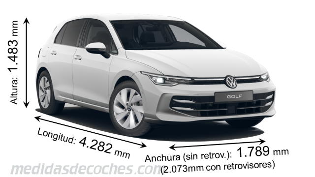 Volkswagen Golf largo x ancho x alto