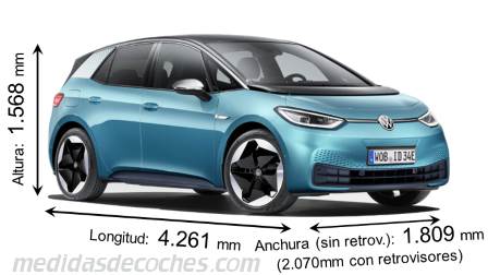 Medidas Volkswagen ID.3, maletero, dimensiones y electrificación