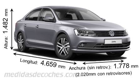 Medidas Volkswagen Jetta 2015 con dimensiones de longitud, anchura y altura