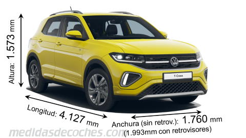 Medidas Volkswagen T-Cross 2024 con dimensiones de longitud, anchura y altura