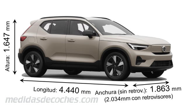 Volvo EX40 cotas en mm